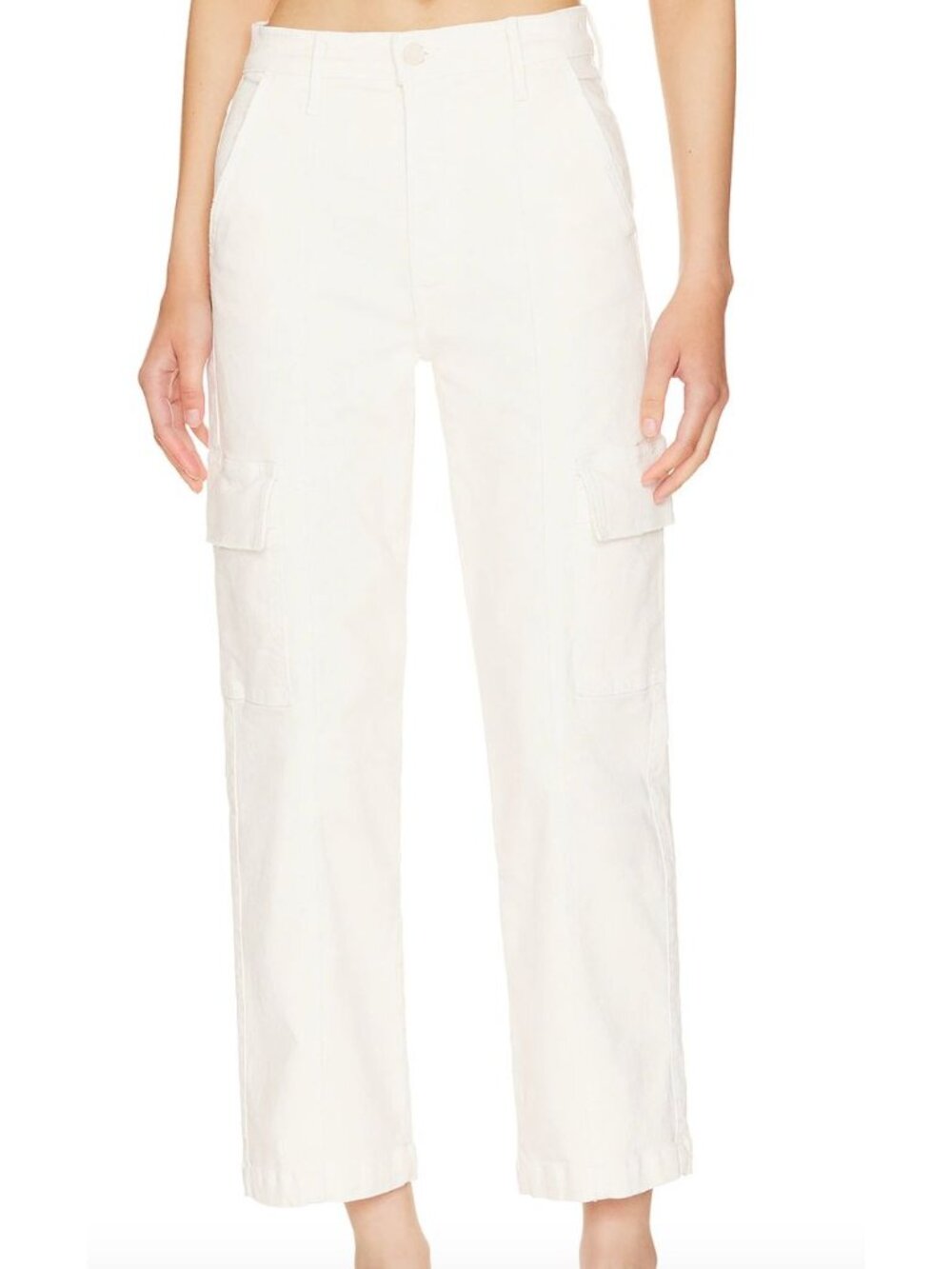 MOTHER The Rambler Cargo Ankle Cream Puffs White Jeans Size 24